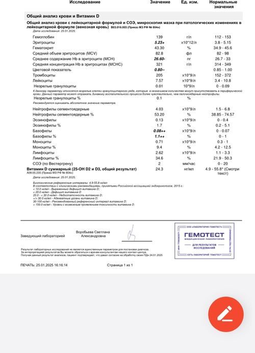 Здравствуйте. Мне 37лет. Работа на ногах, начали неметь подошвы ног... Как когда переседиш, только такое чувство может возникнуть в любом положение, стою или сижу ... Кружится голова как в невесомости... Сдала анализы, вроде все впорядке - фото №1