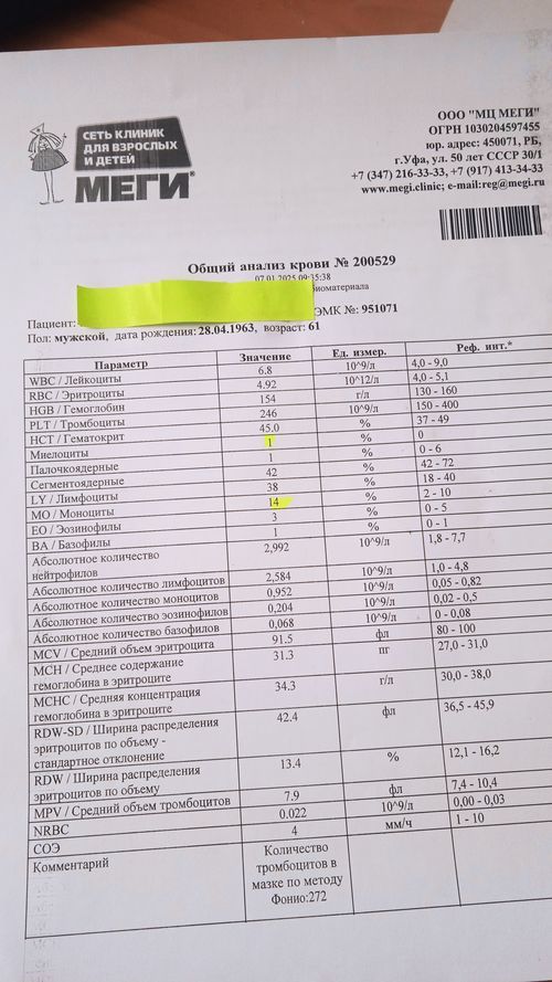 с ноября по январь в крови нашли миелоцит 1 % - фото №1